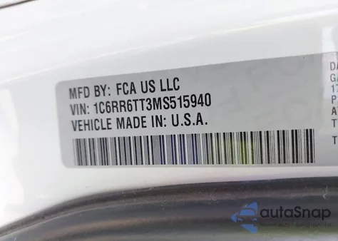 2021 Ram 1500 Classic Slt 4X2 6'4 Box z USA, uszkodzony, nr VIN 1C6RR6TT3MS515940